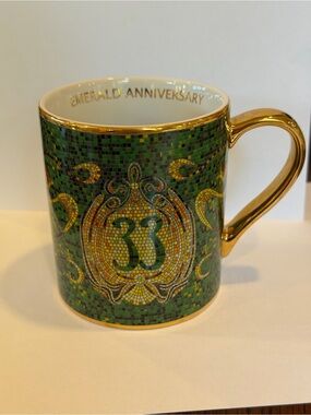 Disneyland Disney Emerald Anniversary Club 33 Mosaic Accent Mug with Gold Trim